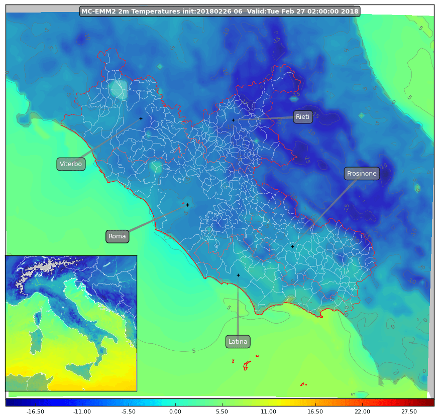 temperature attese per la notte del 27 febbraio