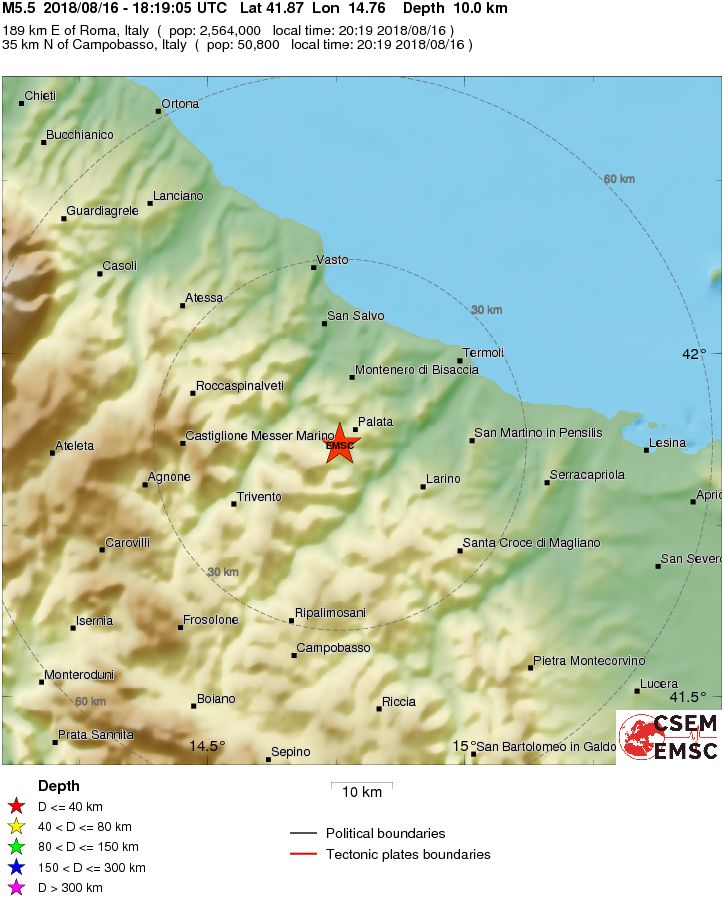 Forte scossa in Molise nei pressi di Montecilfone avvertita nel Lazio