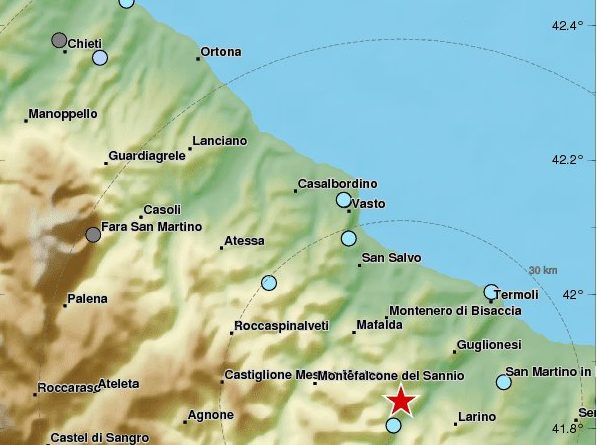 Forte scossa in Molise nei pressi di Montefalcone avvertita nel Lazio