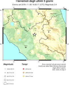 Scossa di terremoto 3.4 con epicentro Montenero Sabino (RI)