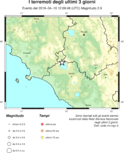 Scossa di terremoto 2.9 con epicentro Grotte di Castro (VT)