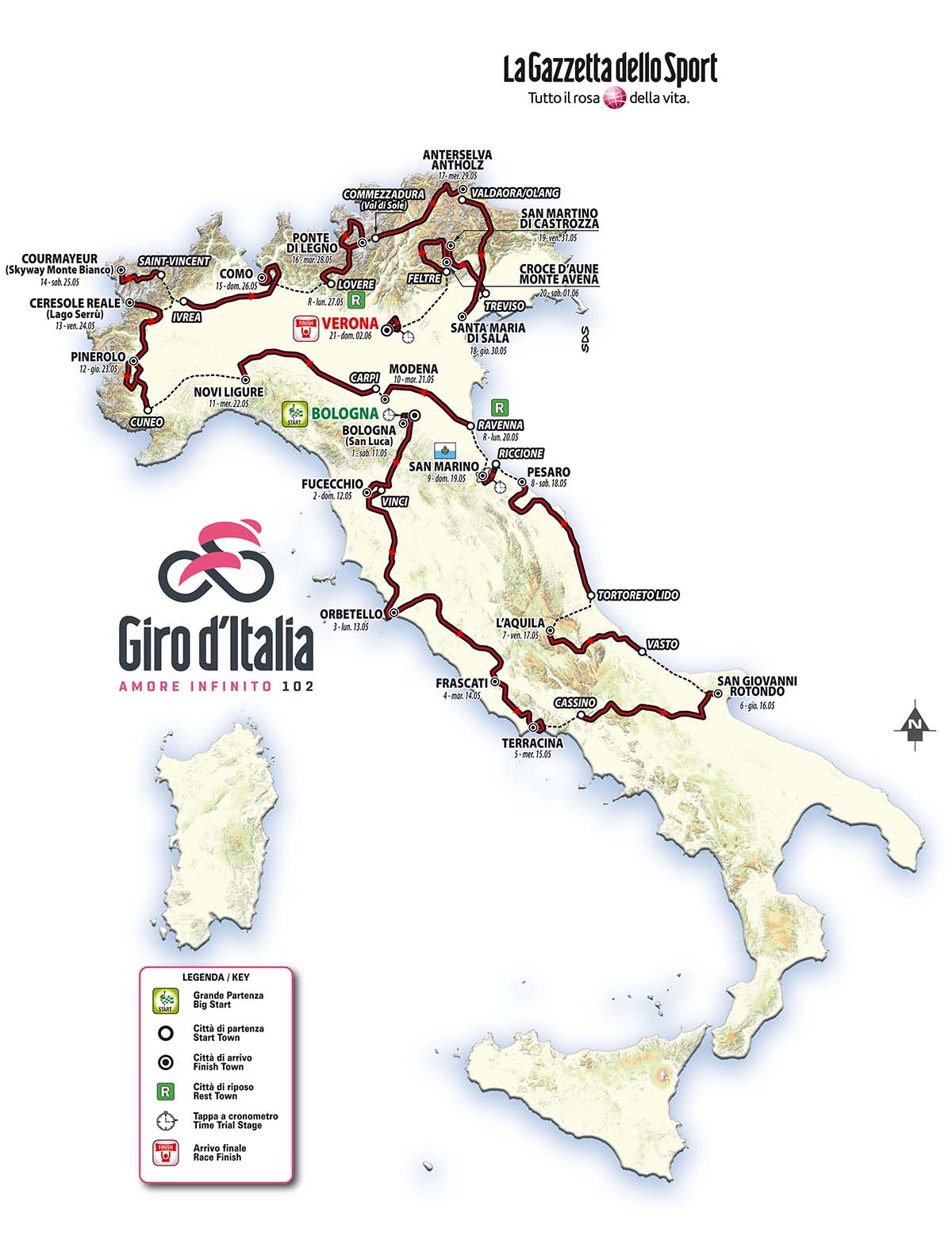 Il giro d’Italia nel Lazio dal 14 al 16 maggio. Strade chiuse e lezioni