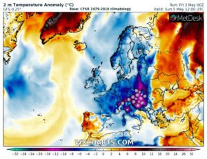 Ritorna il maltempo, a seguire super-ondata di freddo tardiva sull'Europa