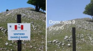 Vandalismo rubato il cartello in onore di Daniele Nardi sul Semprevisa