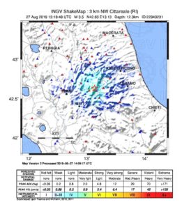 La mappa del terremoto 3.5 sul territorio reatino