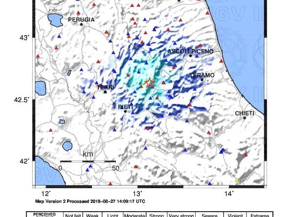 La mappa del terremoto 3.5 sul territorio reatino