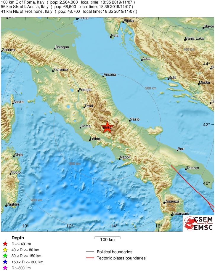 Presunta scossa 4.9 a Balsorano avvertita distintamente nel Lazio - AGGIORNAMENTI