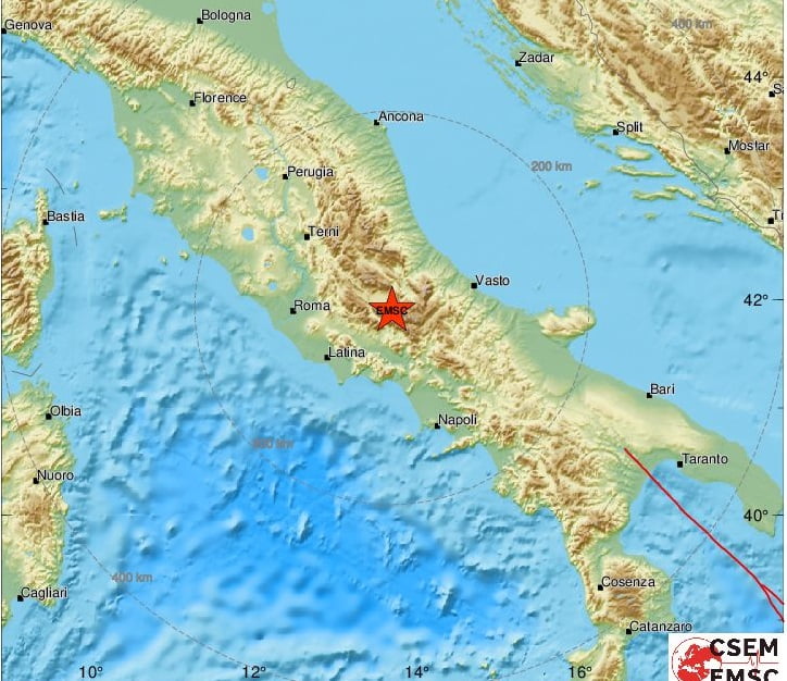 Replica di terremoto stima tra il 3.4 e il 3.9