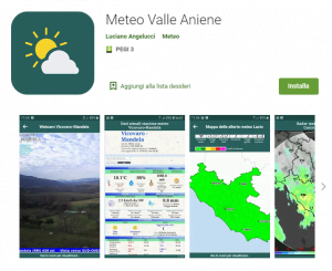 Meteo Valle Aniene la prima App partner Meteo Lazio