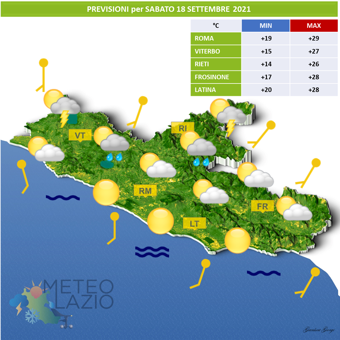 Bollettino Meteo per OGGI 18 Settembre 2021 e DOMANI 19 Settembre 2021