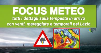 FOCUS sul ciclone in arrivo, con VENTI DI TEMPESTA e TEMPORALI: stato d’allerta per il Lazio